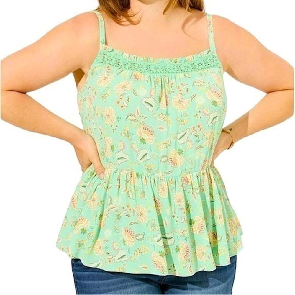 TORRID Washable Crinkle Gauze Sleeveless Crochet Tank NWT